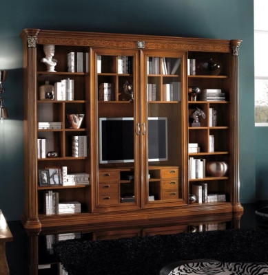 Mueble vitrina de madera para sala de estar, muebles de pared para televisión.