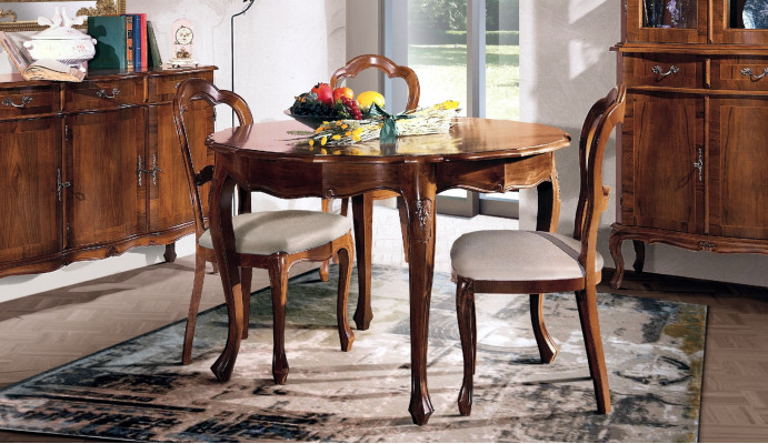 Mesa de comedor Mesa redonda Diseño Lujo Muebles italianos Muebles de madera Mesas redondas Nuevas