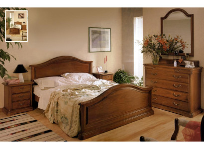 Cama Mesita de noche Armario Armario Comoda Dormitorio Madera natural Nuevo set de 5 piezas.