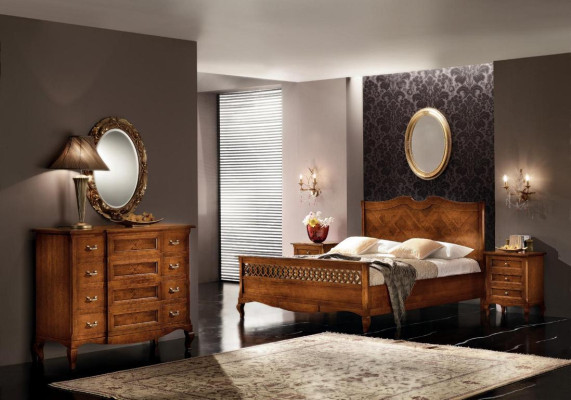 Cama mesa de noche cómoda 4 piezas. Juego de dormitorio Diseño Clásico Lujo Camas Nuevas
