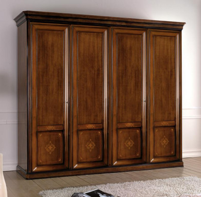 Mueble armario de lujo italiano en madera maciza para dormitorio.
