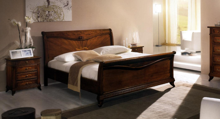 Cama clásica Muebles de lujo Cama Dormitorio Mesita de noche 2x 3 piezas.