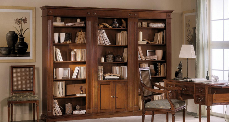 Armario de salón de lujo, librería de madera, armario de oficina, gabinetes, vitrina de Italia.