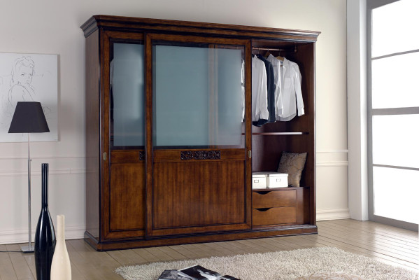 Puertas correderas Armario Muebles Decoración Madera Dormitorio italiano Armarios