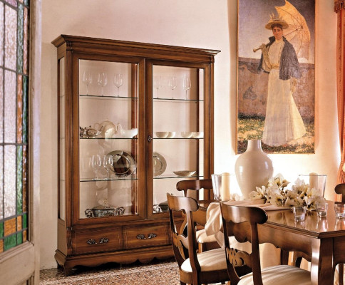 Estanterías clásicas Armarios Mobiliario Vitrina xxl Armario de cristal Credenza Muebles