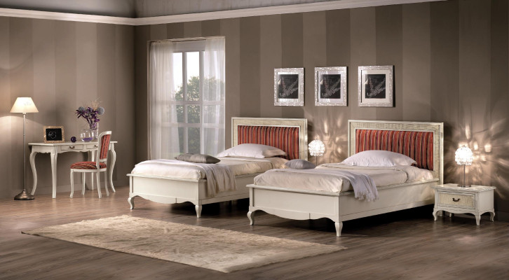 Diseño de dormitorio Conjunto completo de dormitorio de 6 piezas Cama Mesita de noche Escritorio de madera