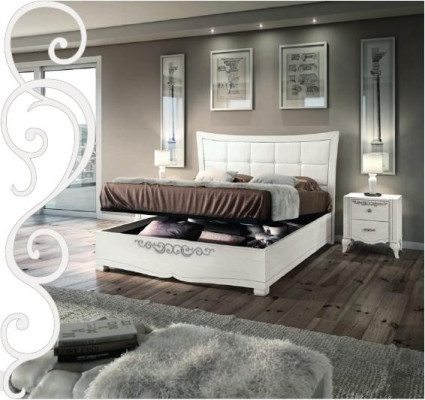 Juego de dormitorio de 3 piezas, cama doble de madera moderna con mesita de noche.