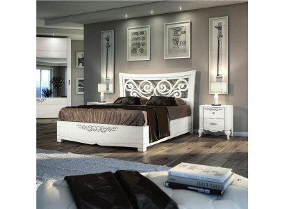 Set de dormitorio de 3 piezas: cama, mesita de noche, cama doble de madera, nuevo.