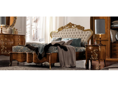 Set de cama Cama de lujo Dormitorio clásico Cama de hotel Muebles barrocos de madera