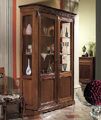 Vitrina de madera de lujo gabinetes de estilo clásico muebles de diseño italiana marrón