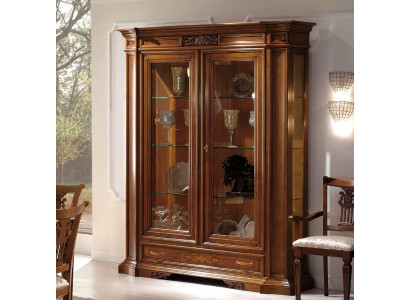 Vitrina Aparador Vitrinas Lujo Vidrio Armario Armarios Marrón Madera Diseño Muebles