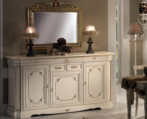 Diseño cómoda mueble aparador clásico salón madera armario lujo Italia.