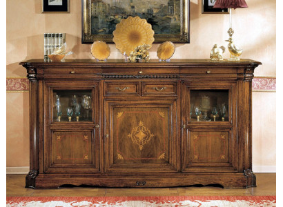 Aparador Cómoda Cajón Vitrina Sala de estar Madera Vitrina Bufé Nuevo