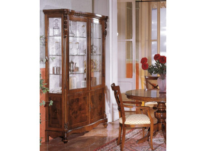 Muebles de madera de lujo Armario Vitrina Estante Archivador Armario de cristal Antiguo
