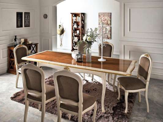 Barroco Antiguo Mesa de comedor Mesa Madera real Diseño clásico Mesas Italia