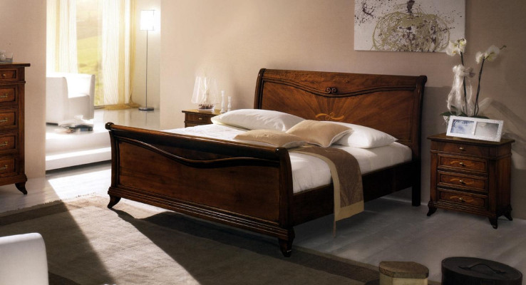 Cama de matrimonio Dormitorio Cama Muebles Madera Diseño Vaccari giovanni Camas Macizas