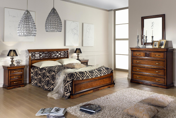 Dormitorio Cama Mesita de noche Camas Hotel Doble Juego Diseño de lujo Nuevo 3 piezas Muebles.