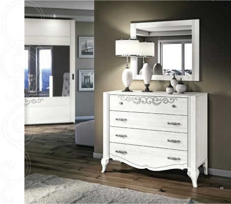 Lujo Set 2 piezas. Cómoda Espejo Grupo Madera Consola Cómodas Armario Moderno Nuevo