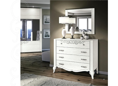 Lujo Set 2 piezas. Cómoda Espejo Grupo Madera Consola Cómodas Armario Moderno Nuevo
