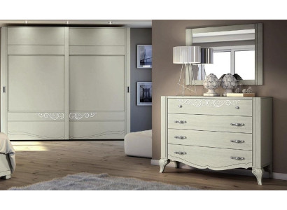 Cómoda Espejo Armario Cómodas Estante Consola Muebles Armario de madera Set de Italia de 2 piezas.