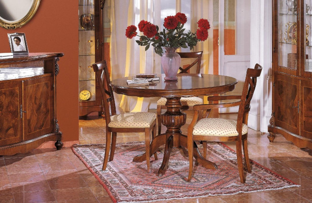 Diseño de comedor redondo de 4 piezas con conjunto de mesa italiana de muebles completos.