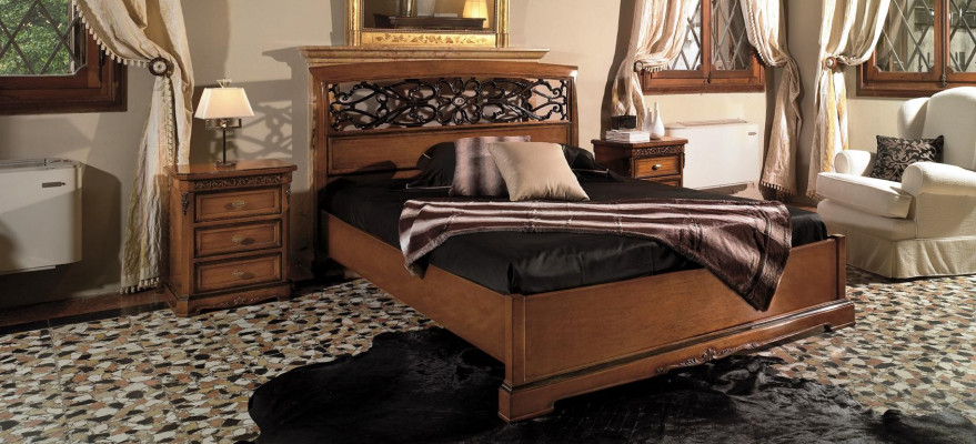 Cama doble de madera maciza Vaccari cav giovanni muebles de dormitorio de madera maciza.