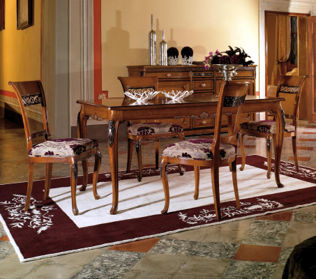 Juego de sillas de comedor de 4 piezas, diseño clásico tapizado en madera nueva.