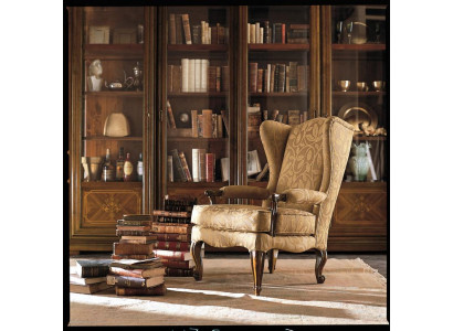 Silla de biblioteca, sillón de lectura, orejero, sofá, tapizado, muebles italianos, lujo.