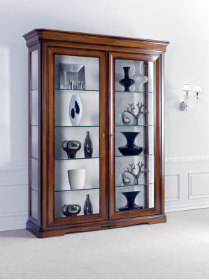 Vitrina de salón, armario, estantería de libros, aparador, muebles clásicos, estantes, madera.