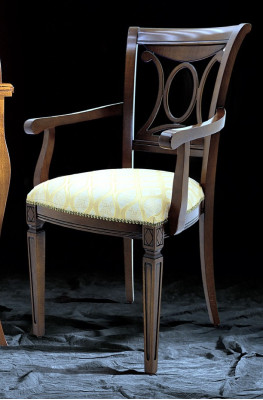 Diseño de silla de madera maciza con reposabrazos para comedor, sala de estar u oficina.