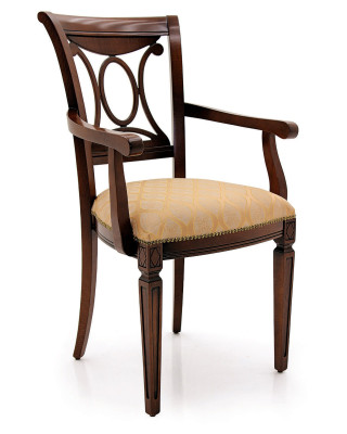 Diseño de silla tapizada de madera para oficina o comedor con reposabrazos, clásica y nueva.