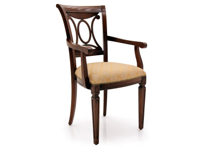 Diseño de silla tapizada de madera para oficina o comedor con reposabrazos, clásica y nueva.
