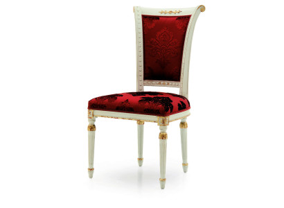 Silla de lujo roja Sillón Comedor Muebles de diseño de madera Blanco Silla sin reposabrazos
