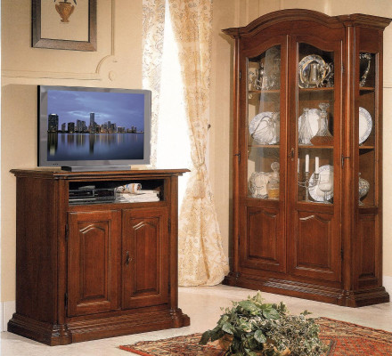 Mueble para TV RTV para salón, diseño de estantería de madera Italia marrón.