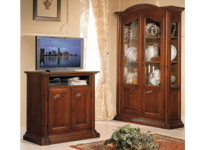 Mueble para TV RTV para salón, diseño de estantería de madera Italia marrón.