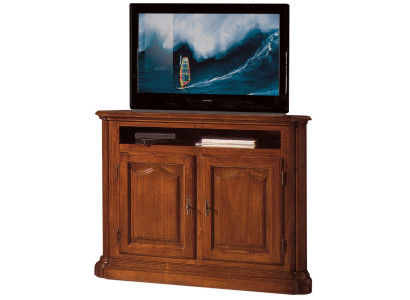Mueble de TV rtv en el salón, diseño de estantería de madera marrón, estantes, lowboard de Italia, nuevo.