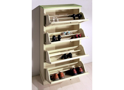 Mueble de zapatos de madera con 4 compartimentos, muebles macizos, zapatero, estante de zapatos, estante nuevo.
