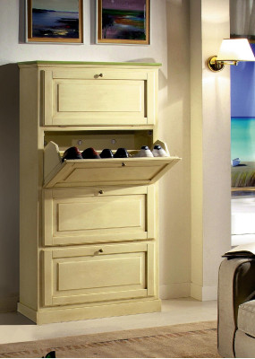 Mueble de zapatos de madera con 4 compartimentos, muebles macizos, zapatero, estante de zapatos, estante nuevo.