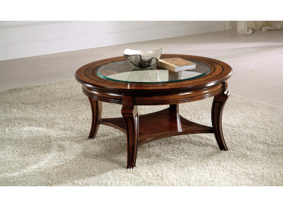 Mesa de centro redonda de madera de Italia.