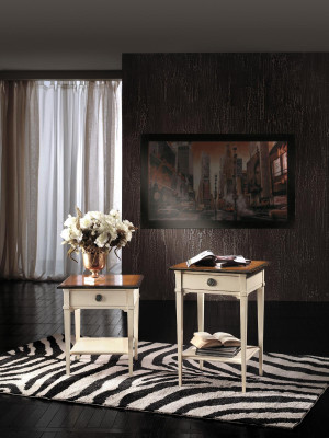Mesita de noche para consola de dormitorio, mesa auxiliar de diseño moderno. Muebles de madera blancos nuevos.