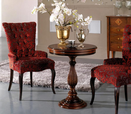 Sillas de salón de lujo sillón silla madera marrón muebles italianos tapizados.