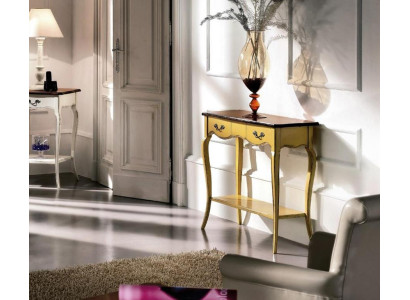 Mesa de consola, consola, consola de madera, mesa de pasillo, mesa de pared, muebles, amarillo, muebles de madera, nuevo.