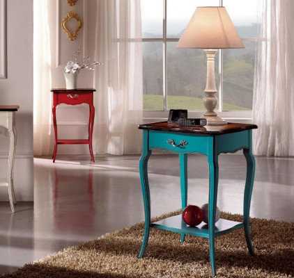 Mesa de noche para consola, mesita auxiliar para dormitorio, diseño moderno, muebles de madera azul azur