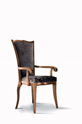 Silla de comedor Art déco con reposabrazos, sillas de comedor de diseño en textil de lujo.