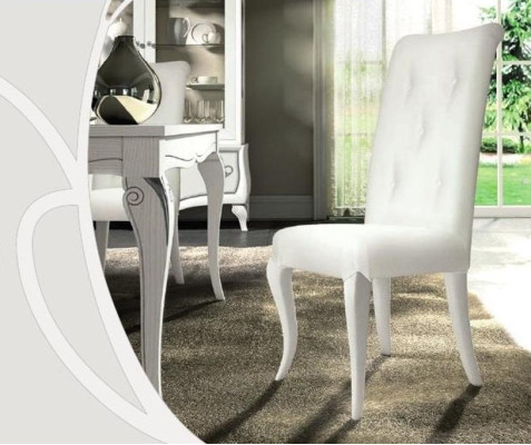 Silla de comedor Silla Comedor Moderna Sillas de madera Diseño Blanco Asiento Sillón
