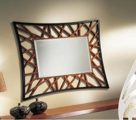 Espejo Espejo de madera moderno Espejo de pared Muebles Diseño 111x89 Nuevo