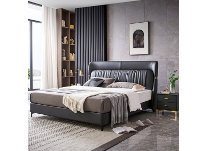 Cama de lujo dormitorio cuero acolchado decoración camas dobles diseño metálico