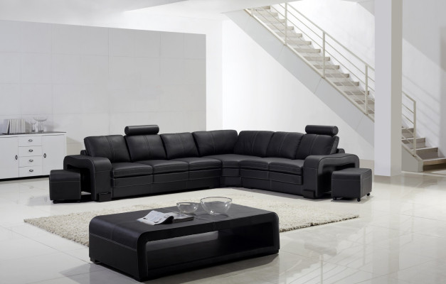 Sofá de diseñador sofá esquinero con taburete conjunto de tapizado de sofá de esquina