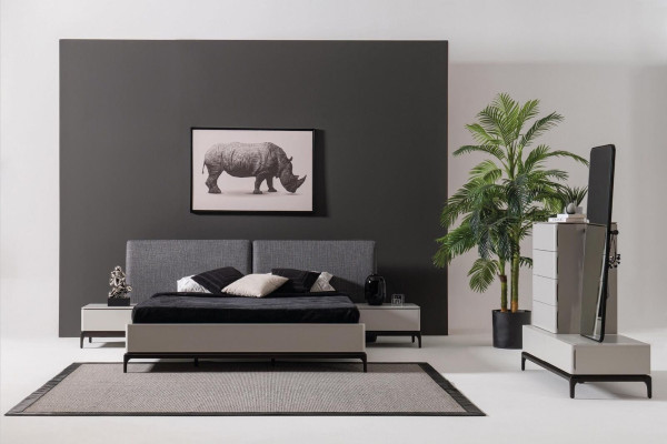 Conjunto de muebles de salón cómoda con espejo de madera estilo moderno blanco.