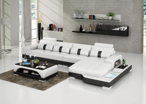 Sofá en forma de L para la sala de estar con sofá de esquina, sofá acolchado y sofá de cuero.